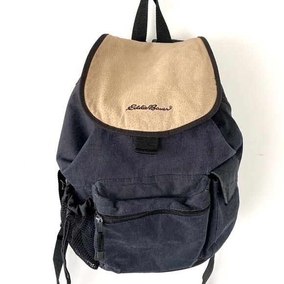 Eddie Bauer Navy Blue, Black, Tan Backpack Durable Functional  Outdoor Hiking OS - Picture 1 of 13